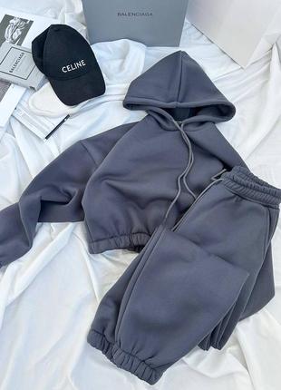 Must have 🤩  премиум качество, теплый спортивный оверсайз костюм базовый, джоггеры худи с капюшоном на флисе