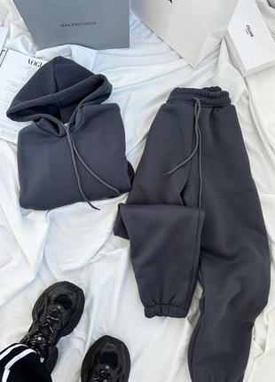 Must have 🤩  премиум качество, теплый спортивный оверсайз костюм базовый, джоггеры худи с капюшоном на флисе
