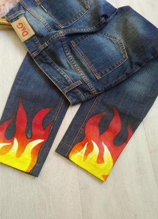 Джинсы, джинсы с рисунком, джинсы укороченные1 фото
