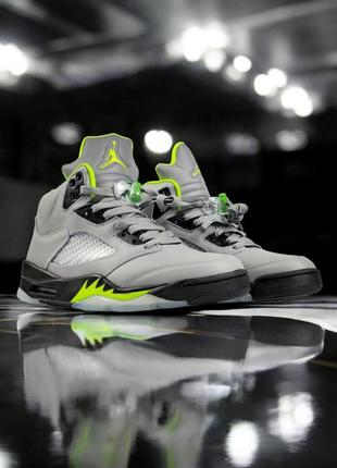 Кроссовки nike air jordan 5 retro • grey green •