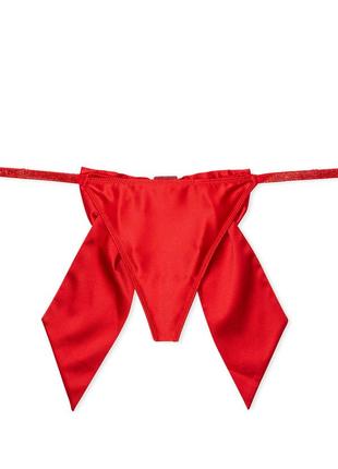 Червоні трусики з бантом victoria’s secret dream angels satin twinkle bow v-string стрингі стрази