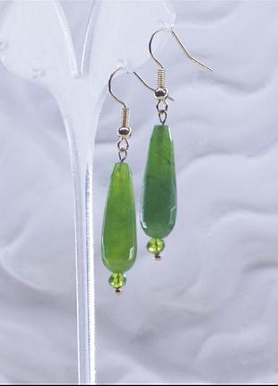 Кошачий глаз натур камень+ бусина чешский хрусталь, швенза позолота