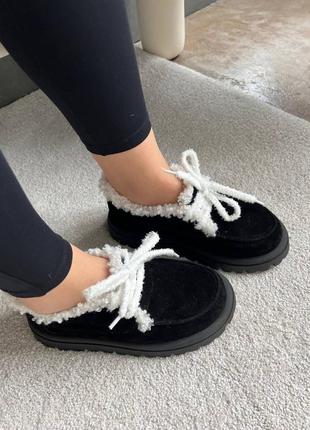 Сноубутсы, лоферы, черный, натуральная замша