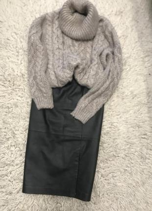 Міді юбка з шкіри натуральної