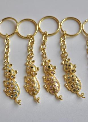 Брелочки мишки металеві з камінчиками, нові