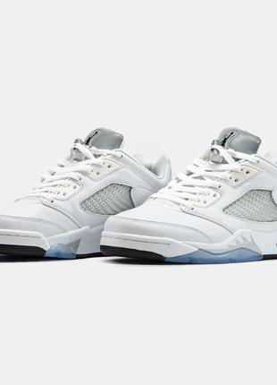 Кроссовки nike air jordan 5 low metallic white7 фото