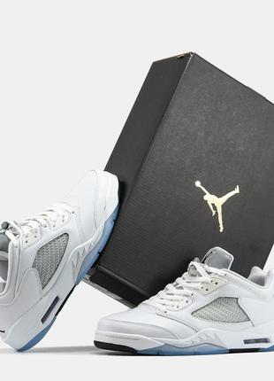 Кроссовки nike air jordan 5 low metallic white10 фото