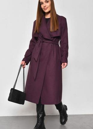 Теплий вовняний тренч бургунді