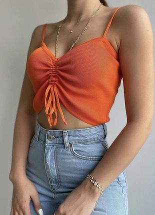 Майка топ на завязках prettylittlething помаранчевий