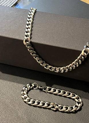 Для мужчин. массивная стальная цепь и браслет.