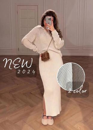 Жіночий елегантний класичний костюм спідниця міді светр жіночий базовий діловий костюм светр спідниця6 фото