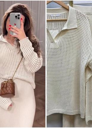 Жіночий елегантний класичний костюм спідниця міді светр жіночий базовий діловий костюм светр спідниця7 фото