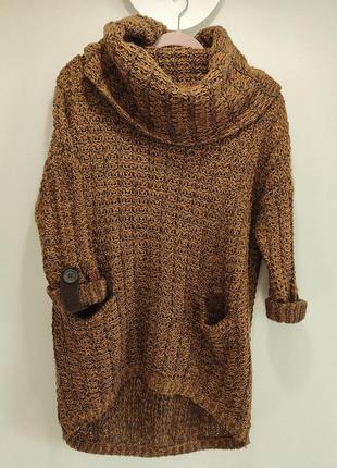 Теплий в'язаний світер оверсайз (шоколад)