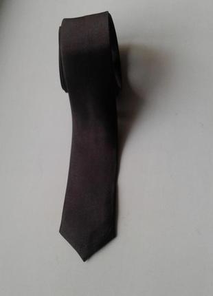 Галстук узкий однотонный черный атласный the tie co ручная работа