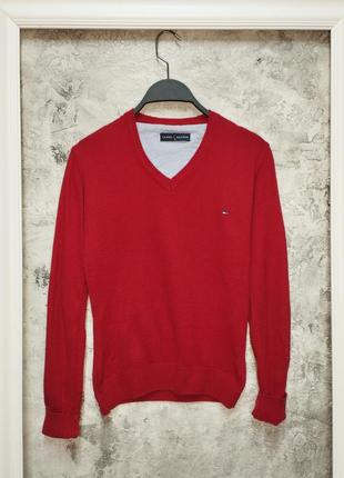 Джемпер Tommy hilfiger/женский красный джемпер с v- вырезом