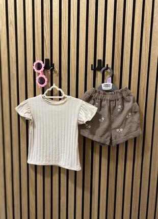 Костюм літній костюмчик шорти футболка zara