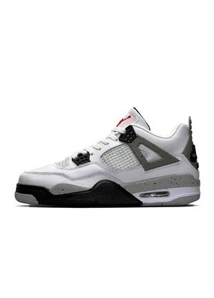 Мужские белые кожаные кроссовки nike air jordan 4 retro 🆕 найк джордан