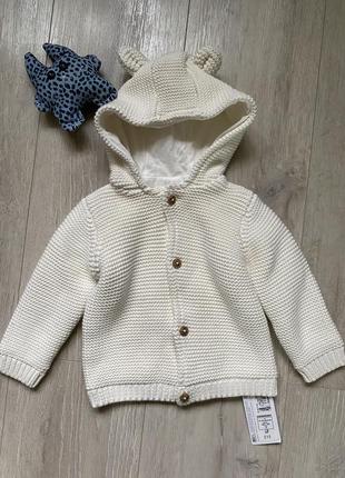 Теплая кофта новая 9-12 мес