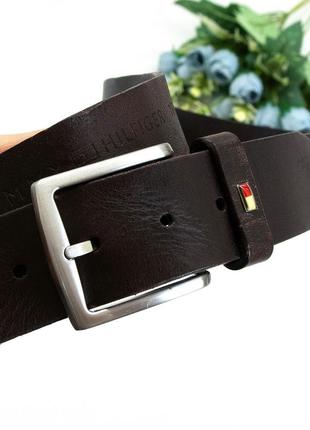 Пояс кожаный, ремень tommy hilfiger. натуральная кожа.