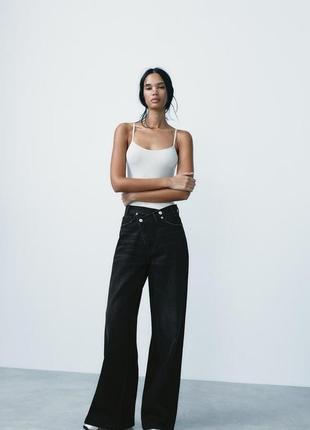 Джинсы trf wide-leg с запахом на поясе