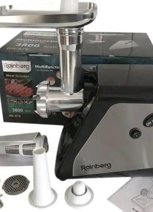 Электрическая мясорубка 4в1 rainberg rb-676 с соковыжималкой 3800w