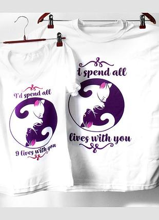 Фп005860	парные футболки с принтом "i'd spend all lives with you" push it