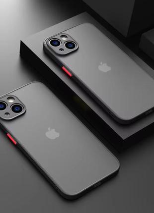 Матовый противоударный чехол для iphone 13 pro (чёрный) 2