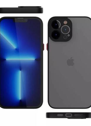 Матовый противоударный чехол для iphone 13 pro (чёрный) 5