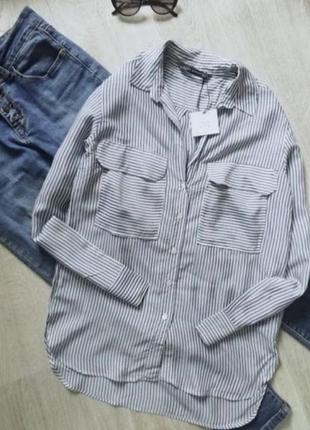 Zara легкая рубашка оверсайз, сорочка оверсайз, рубашка в полоску, блузка