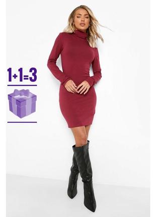 🥰 облегающее мини платье с горловиной хлопок boohoo