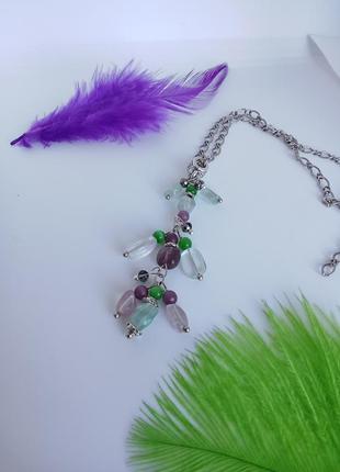 Кулон-подвеска с флюоритом. любисток.3 фото