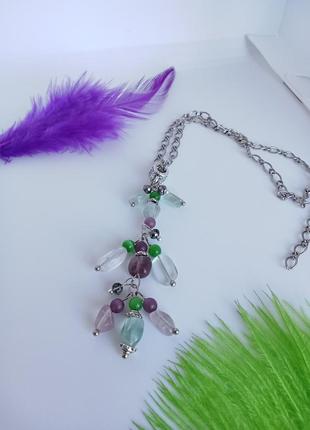 Кулон-подвеска с флюоритом. любисток.5 фото