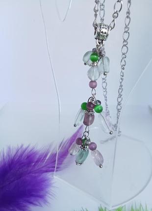 Кулон-подвеска с флюоритом. любисток.6 фото