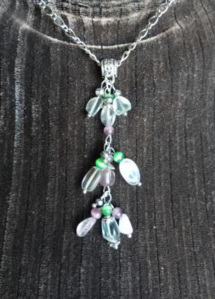 Кулон-подвеска с флюоритом. любисток.7 фото