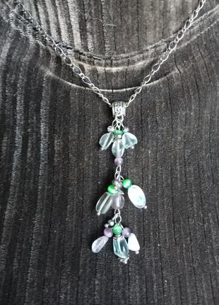 Кулон-подвеска с флюоритом. любисток.2 фото