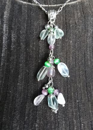 Кулон-подвеска с флюоритом. любисток.4 фото