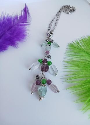 Кулон-подвеска с флюоритом. любисток.8 фото