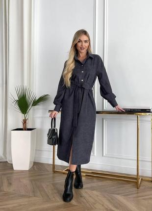 Жіноча повсякденна молодіжна сукня міді мікровельвет