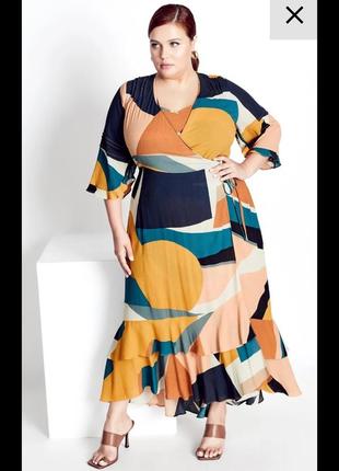 Нове ошатне яскраве плаття evans orange&blue.