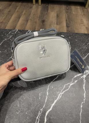 Женская сумка кроссбоди polo assn серебряная