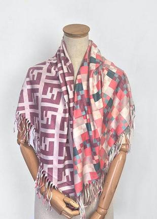 Платок кашемировый двусторонний модный стильный бренд массимо пудра/корал/сушитель