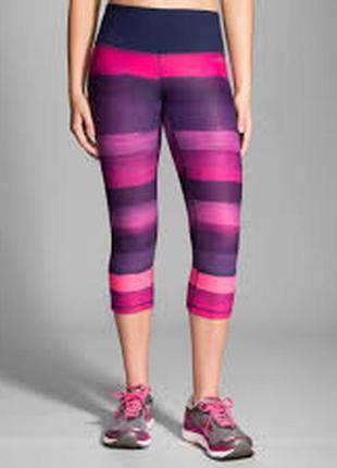 Укороченные спортивные лосины леггинсы в полоску brooks