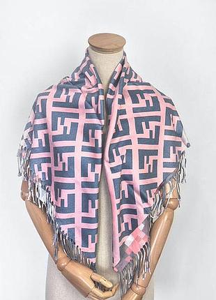 Платок кашемировый двусторонний стильный бренд масело розовый/серый/синий2 фото