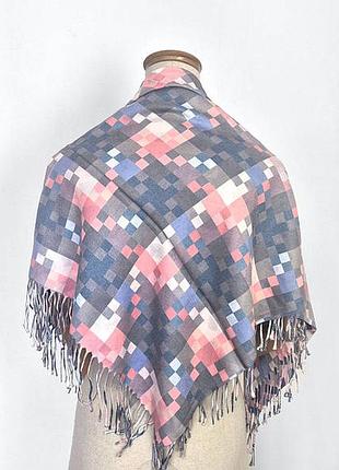 Платок кашемировый двусторонний стильный бренд масело розовый/серый/синий5 фото