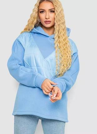 Худи женский на флисе трехнить, цвет голубой, 102r7713