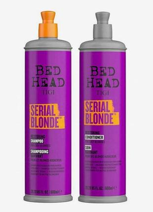 Шампунь і кондиціонер для світлого і освітленого волосся tigi bed head dumb 2*600 ml