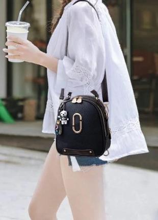 Женский мини рюкзак сумочка с брелком рюкзачок сумка женская9 фото