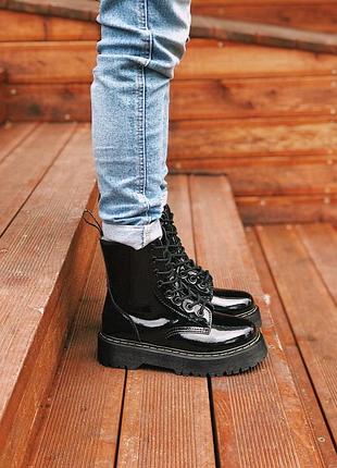 Dr. martens jadon fur ботинки лак с мехом