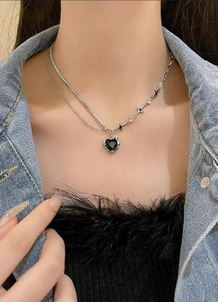 Намисто чорне серце 🖤