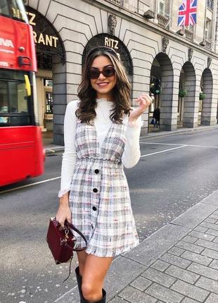 Сарафан твидовое платье новая коллекция zara